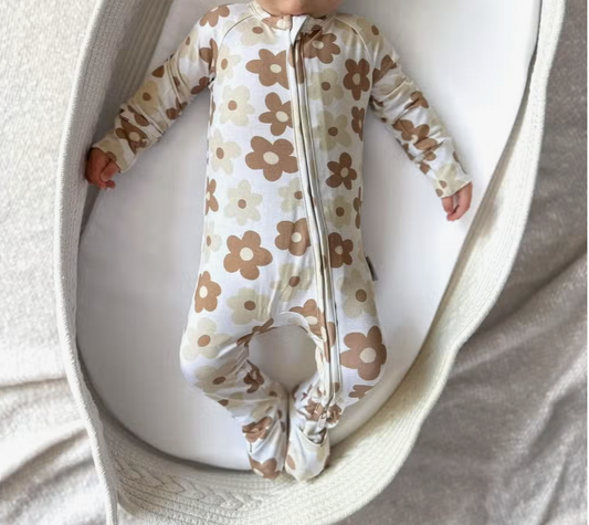 Autumn Floral | Bamboo Baby Retro Zippy Romper